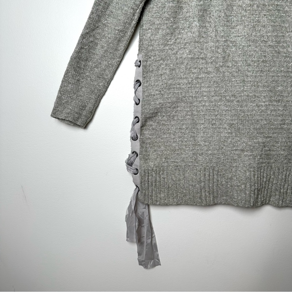Free People Heart It Boho Side Lace Up Long V-Neck Sweater Dress Cozycore - Picture 13 of 15